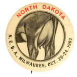 MILK COW UDDERS ON 1902 CONVENTION BUTTON FROM HAKE COLLECTION AND CPB.