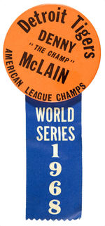 DETROIT TIGERS 1968 LEAGUE CHAMPIONSHIP BUTTON ADOPTED FOR WORLD SERIES.
