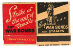 "BUY WAR BONDS" PAIR OF UNUSED CLASSIC MATCHBOOKS.