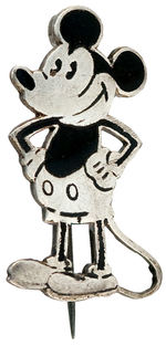 MICKEY MOUSE EARLY 1930's SILVER PLATED PIN BY LONDON SILVERSMITH CHARLES HORNER.