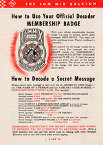 "THE LIFE OF TOM MIX" 1941 MANUAL, MAILER, AND DECODER BADGE.