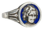 FIRST SEEN BOX WITH SHIRLEY TEMPLE 1930s HIGH QUALITY STERLING SILVER AND ENAMEL RING.