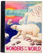 "NESTLE'S WONDERS OF THE WORLD PICTURE STAMP ALBUM" THREE VOLUME SET W/COMPLETE 588 STAMPS SET.