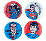 FOUR SUPERMAN SET BUTTONS FROM CIRCA 1966 N.P.P. VENDING MACHINE SET.
