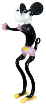 UNUSUAL MICKEY MOUSE HAND BLOWN GLASS FIGURINE.