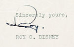 ROY DISNEY 1937 SIGNED LETTER REGARDING RADIO CITY MUSIC HALL SNOW WHITE PROMOTION/PUBLICITY PHOTO.