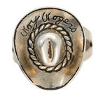 "ROY ROGERS" HAT RING WITH FACSIMILE SIGNATURE BY UNCAS IN STERLING SILVER.