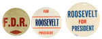 TRIO OF SCARCE FRANKLIN ROOSEVELT NAME BUTTONS.