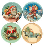 SANTA CLAUS EARLY BUTTONS IN CHOICE COLOR.
