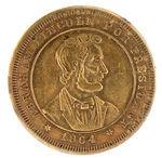"ABRAHAM LINCOLN FOR PRESIDENT 1864" BRASS MEDAL.