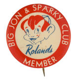 "BIG JON & SPARKY CLUB MEMBER" RARE KIDS RADIO CLASSIC BUTTON.