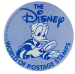DONALD DUCK MODERN BUT SCARCE BUTTON PROMOTING POSTAGE STAMPS.