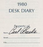 CARL BARKS PERSONAL 1976 APPOINTMENT AND 1980 DESK DIARY BOOKS.