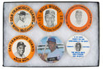 SIX LARGE BUTTONS WITH THREE FOR WILLIE McCOVEY AND THREE FOR WILLIE MAYS.