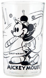 "MICKEY MOUSE" BASEBALL THEME GLASS FROM ATHLETIC SET.
