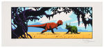 MARK SCHULTZ "CHANCE MEETING ON THE VELDT" SIGNED & NUMBERED DINOSAUR SERIGRAPH.