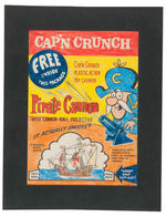 “CAP’N CRUNCH FREE PIRATE CANNON” BOX BACK PROTOTYPE ORIGINAL ART.