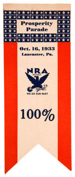 "NRA - PROSPERITY PARADE" 1933 PAPER RIBBON LOT.