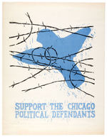 HISTORIC 1969 CHICAGO CONSPIRACY TRIAL DEFENDANTS SUPPORT POSTER.