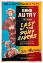 GENE AUTRY "LAST OF THE PONY RIDERS" LARGE MOVIE POSTER.