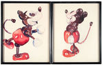 MICKEY MOUSE TOY VINTAGE 1930s FRAMED ART PAIR.