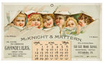 "MCKNIGHT & MATTERN CHANDELIERS" 1896 DIE-CUT CHILDREN'S CALENDAR.