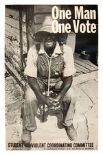 SNCC EARLY AND RARE CIVIL RIGHTS POSTER "ONE MAN/ONE VOTE."