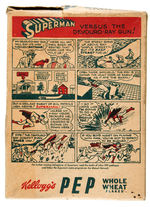 “KELLOGS PEP” FULL 1947 CEREAL BOX WITH SUPERMAN COMIC STRIP.