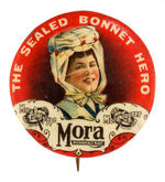 "MORA MECHANICALLY RIGHT-THE SEALED BONNET HERO" FEMALE FASHION AUTO ACCESSORY BUTTON.