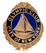 "OLYMPIC CLUB CITY OF NEW YORK" GORGEOUS ENAMEL BADGE WHICH TESTS 10K.