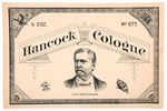 WINFIELD SCOTT HANCOCK 1880 FIGURAL MEN'S COLOGNE BOTTLE PLUS LARGE LABEL.