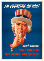 WORLD WAR II "I'M COUNTING ON YOU!" POSTER WITH UNCLE SAM.