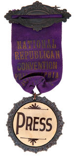FOUR NATIONAL REPUBLICAN CONVENTION 1900 RIBBON BADGES:  "PRESS/DOOR KEEPER/USHER/PAGE."