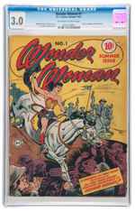 WONDER WOMAN #1 SUMMER 1942 CGC 3.0 OFF-WHITE TO WHITE PAGES.