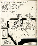 CHIC YOUNG BLONDIE DAILY FRAMED ORIGINAL ART-DAGWOOD WANTS A SPANKING.