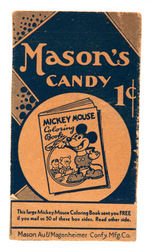 "MASON'S CANDY 1¢" BOX COUPON TO ACQUIRE 1931 MICKEY MOUSE COLORING BOOK.