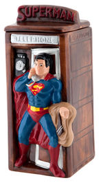 "SUPERMAN" BOXED CERAMIC FIGURAL COOKIE JAR.