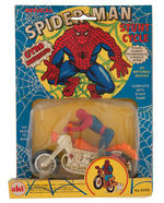 SPIDER-MAN TOY MOTORCYCLE TRIO & BOXED CAR.