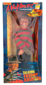 "TALKING FREDDY KRUEGER" BOXED DOLL AND RESIN CAST MASTER PROTOTYPE FOR HEAD.