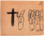 KKK CROSS BURNINGS C.1920 ORIGINAL ART BY CHILD WHO BECAME KLANSMAN AS AN ADULT.