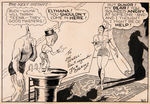 DICK CALKINS AUTOGRAPHED BUCK ROGERS 1936 DAILY COMIC STRIP ORIGINAL ART.