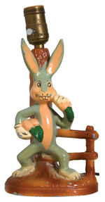 EARLY BUGS BUNNY PAINTED METAL FIGURAL LAMP.