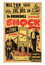 "DR. BRUNDELL PRESENTS SHOCK" SPOOK SHOW WINDOW CARD.