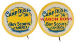 "BOY SCOUTS FOR AMERICA" RARE 1936 BUTTON PAIR.