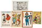 WOMENS SUFFRAGE/VOTES FOR WOMEN POSTCARDS AND TRADE CARD LOT OF FIVE.