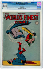 "WORLD'S FINEST COMICS #33" MARCH-APRIL 1948 CGC 8.0 VF.