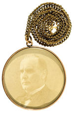 OUTSTANDING 2" TWO-SIDED GLASS COVERED PENDANT WITH REAL PHOTOS OF McKINLEY & TR IN UNIFORM.