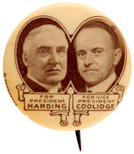HARDING AND COOLIDGE SCARCE 1920 JUGATE BUTTON.