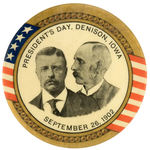 THEODORE ROOSEVELT & HIS SEC. OF TREASURY COATTAIL LARGE 2-SIDED CELLULOID FROM IOWA 1902.