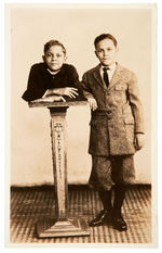 "FREAKS" STAR JOHNNY ECK & HIS BROTHER REAL PHOTO SOUVENIR PITCH CARD.